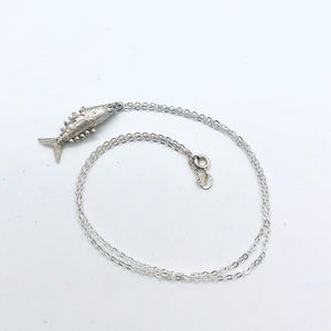 Vintage Articulated Dainty Silver Fish Pendant Necklace